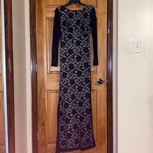 NEW Windsor Black Nude Lace Long Sleeve Dress